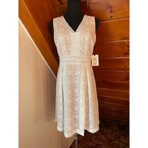 Kensie White Lace Bridal Boho Mini A-Line Dress NWT sz 4